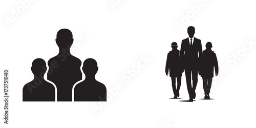 Silhouettes of People Representing Teamwork, Community, and Professional Leadership