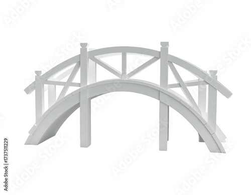 A white arched bridge, rendered with simple lines, isolated on black background