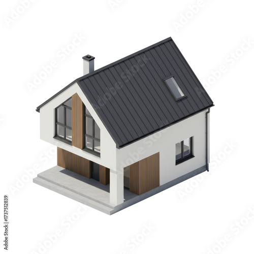 Wallpaper Mural Minimalist architectural rendering showcasing a modern house design on transparent isolated Torontodigital.ca