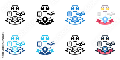 Local customs icon set multiple style collection 
