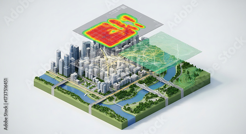 Set of geographic information system and remote sensing technology icons featuring drone LiDAR scanning, cartography, and surveying
