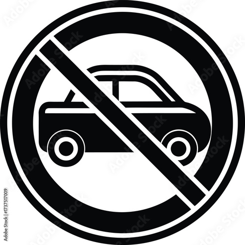 no car allowed prohibition sign icon black vehicle restriction symbol circle