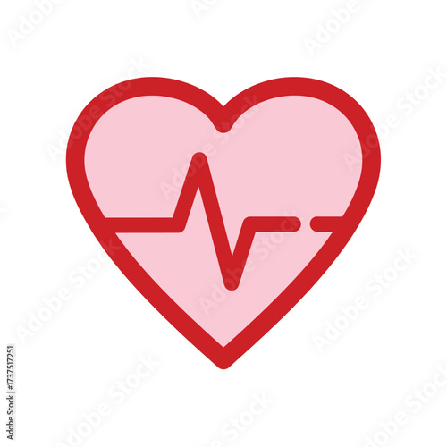 A simple, stylized illustration of a red heart with a heartbeat line inside.