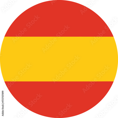 round spain national flag icon with red and yellow horizontal stripes design