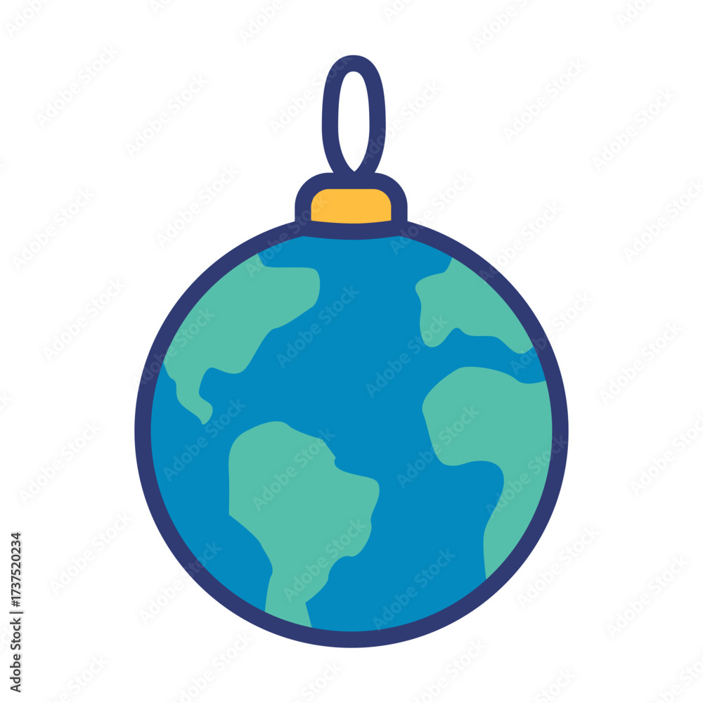 Obraz premium A Christmas ornament designed as planet Earth, a global holiday icon symbolizing the message of peace on Earth, international unity, and environmental awareness during the festive season