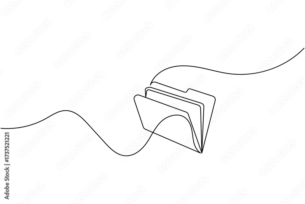 Obraz premium Folder icon continuous one line art drawing of business record file vector illustration