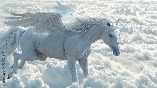 4k video of a pegasus flying through the clouds.