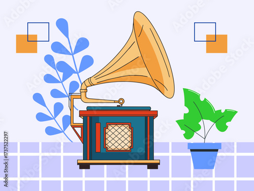 Gramophone Concept IllustrationVector Style