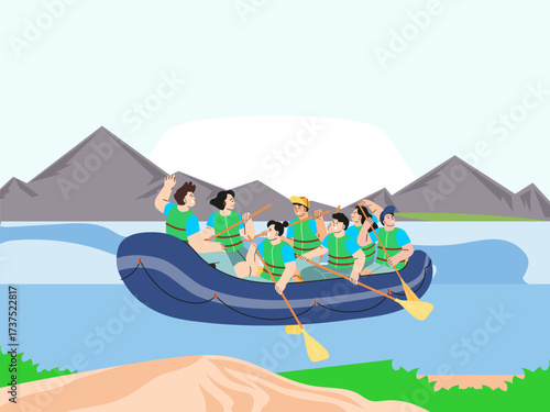 Rafting Concept IllustrationVector Style