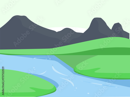 River Concept IllustrationVector Style