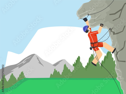 Rock Climbing Concept IllustrationVector Style