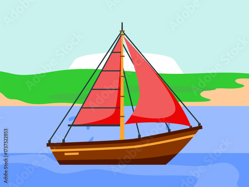 Sailing Concept IllustrationVector Style