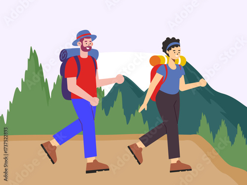 Trekking Concept IllustrationVector Style