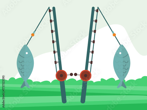 Fishing Pole Concept IllustrationVector Style