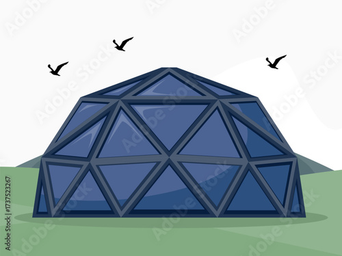 Geodesic Dome Concept IllustrationVector Style