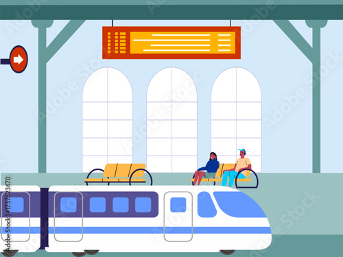 Train Platform Concept IllustrationVector Style