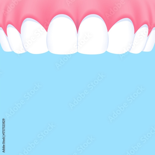 Upper teeth (Normal) - Text box banner (square) illustration vector design. Dental care concept.