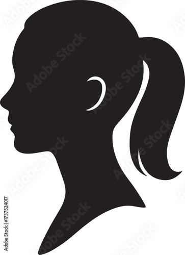 Female head isolated transparent background