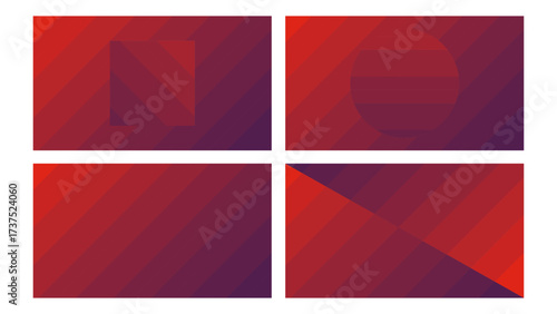 4 wallpaper variation with red color shaded and geometric illusion. For wallpaper, background , poster and leaflet.