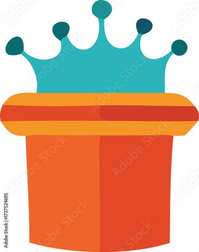Royal crown topper on orange podium base festive celebration party birthday royalty king queen grandeur
