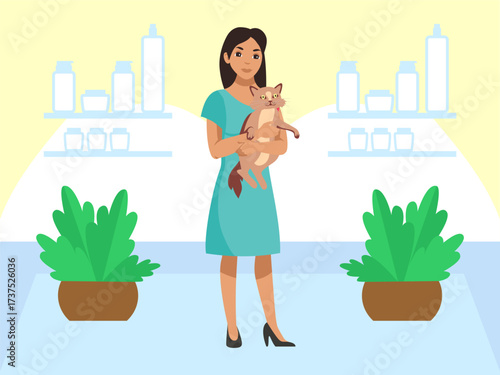 Female Vet Concept IllustrationVector Style