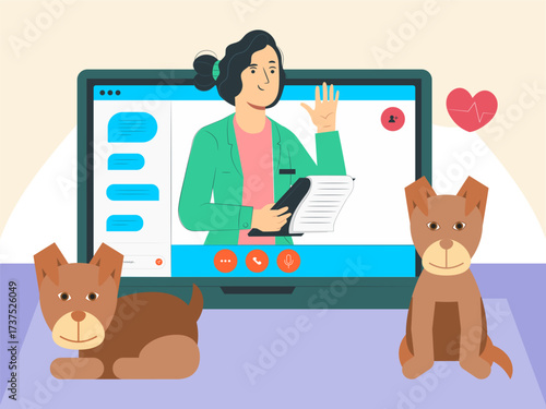 Online Vet Concept IllustrationVector Style