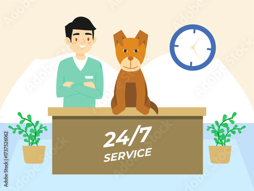  hour Vet Concept IllustrationVector Style