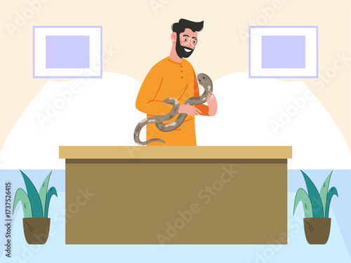 Exotic Pet Vet Concept IllustrationVector Style