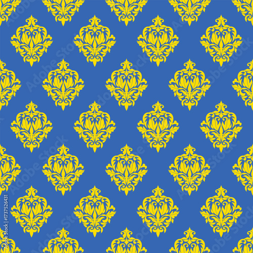 Deep blue backdrop accented by vivid yellow elements in a precise, orderly arrangement, delivering a sense of luxury and energy through bold color contrast.