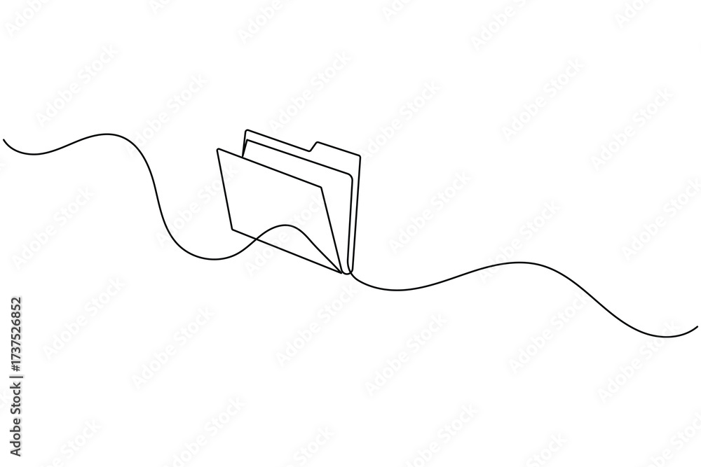 Obraz premium Folder icon continuous one line art drawing of business record file vector illustration