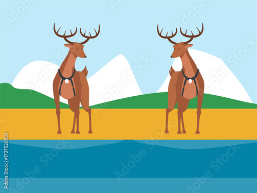 Reindeer Concept IllustrationVector Style