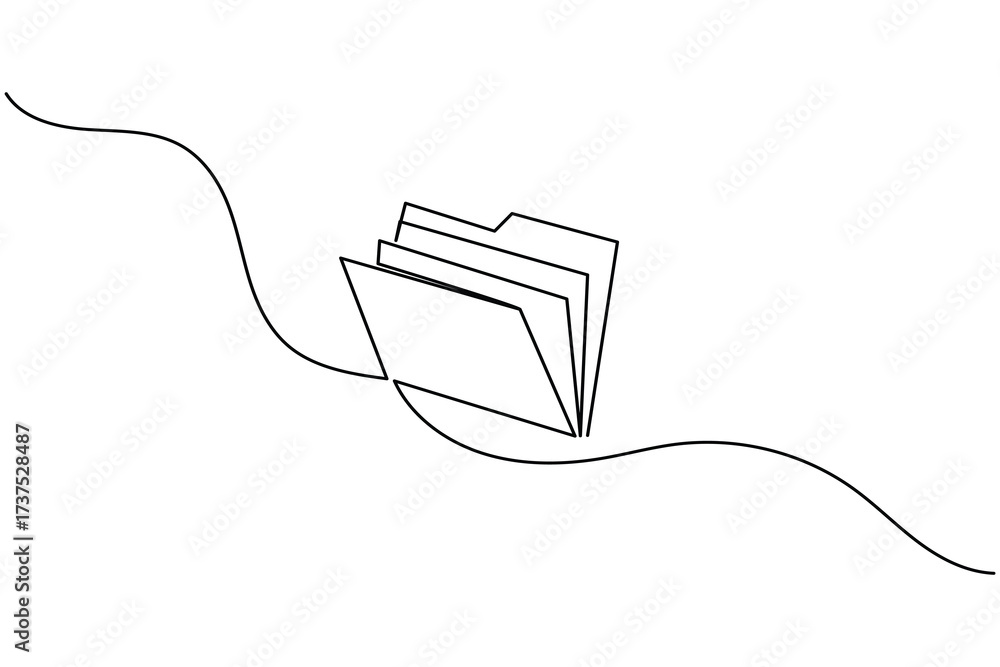 Obraz premium Folder icon continuous one line art drawing of business record file vector illustration