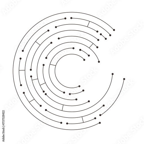 Circuit board circle line dots connection. Motherboard electronic technology data, electrical board, cpu. Programming science, computer system elements