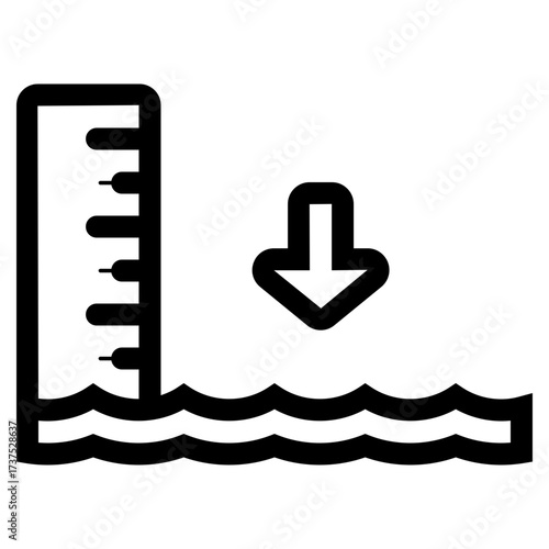 low tide sea with gauge icon
