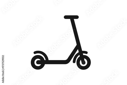 Simple black silhouette of a modern kick scooter for personal urban transportation