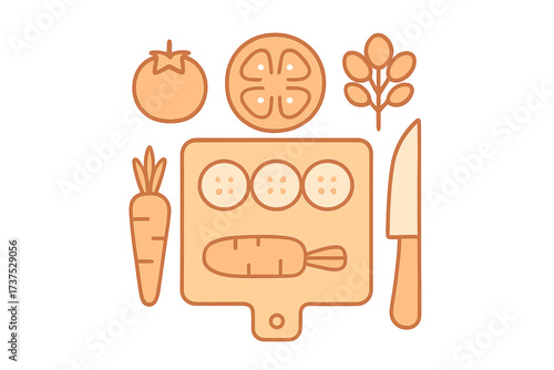 Fresh vegetables and kitchen utensils for healthy meal preparation