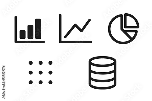 Trends in data visualization with graphs, charts, and databases displayed in a modern design