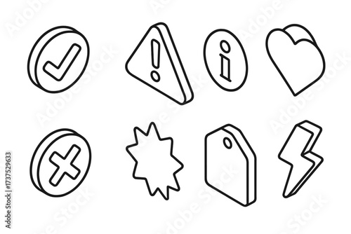 Symbols showing emotions and alerts for design and communication purposes in a modern style