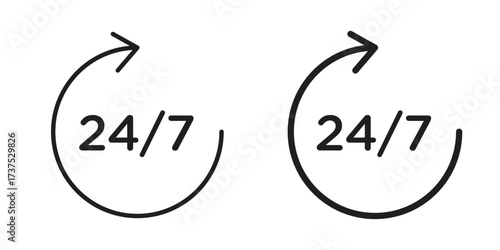 24 7 icon art in black and white