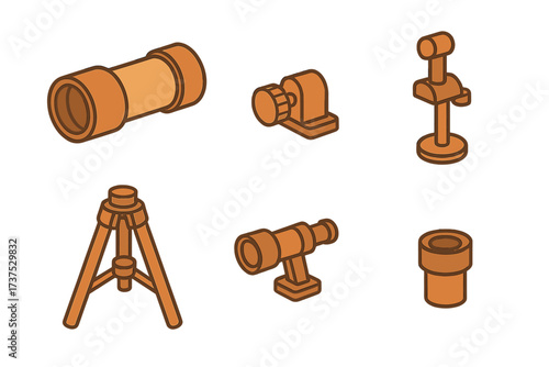 Isometric optical instrument components and astronomical observation equipment