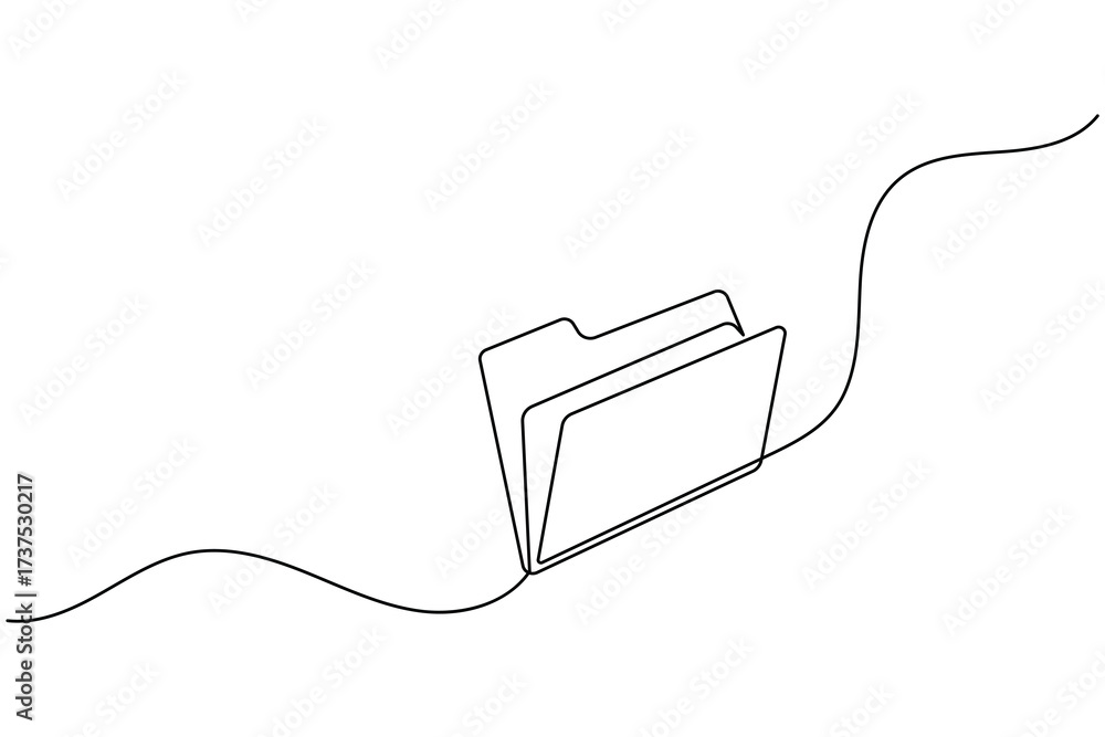 Obraz premium Folder icon continuous one line art drawing of business record file vector illustration