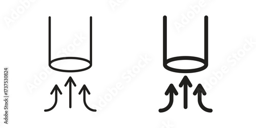 Air suction icon art in black and white