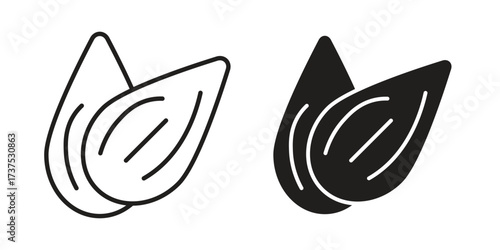Almond icon art in black and white