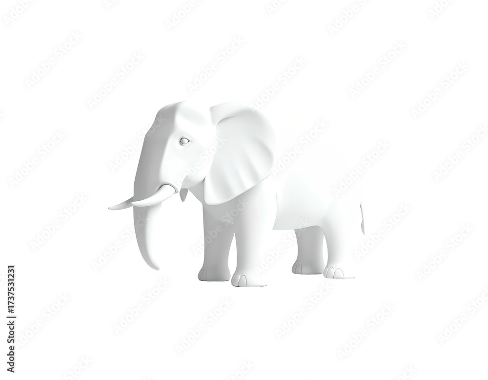 Obraz premium A minimalist, all-white elephant sculpture against a stark black background