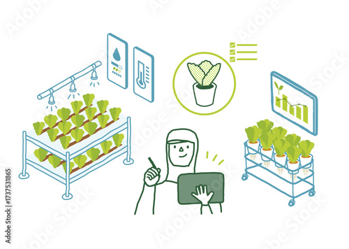 野菜工場　アイソメトリック　ベクターイラスト