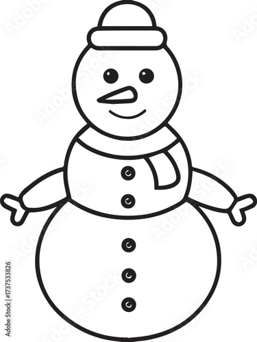 snowman outline vector illustration line art