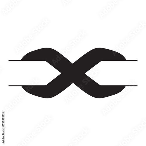 Vector art of black infinity symbol with horizontal lines silhouette art design