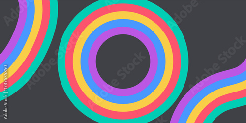 Collection of 70s poster, banner, cover, card. background . Set of retro wall decoration, groovy, trippy, colorful line. Vintage hippie wall art for interior, decorative, dots flayer simple and trendy