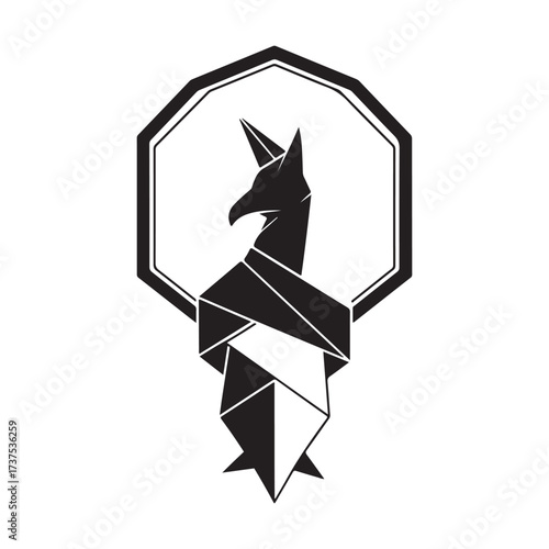 Vector art of black origami jackal head logo silhouette art design