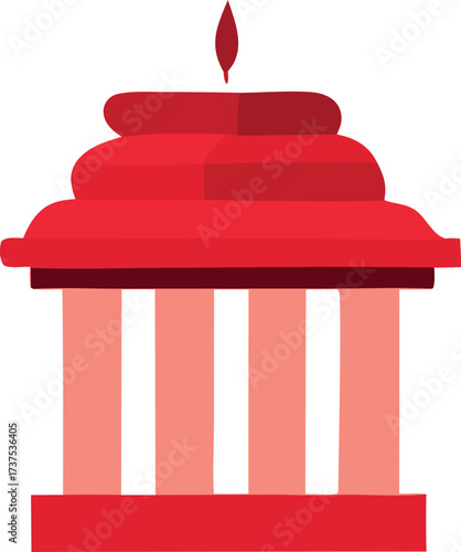 Vibrant red lantern with striped panels evokes festive atmosphere and cultural celebrations bright illumination symbol